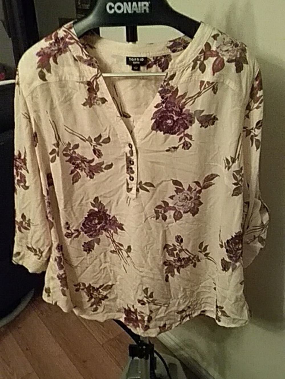torrid Cream Floral Harper Blouse with Purple Blooms 2